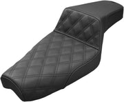 Saddlemen Black Lattice-Stitch Drivers Step-Up Seat for 1979-2003 Harley-Davidson Sportster Motorcycles