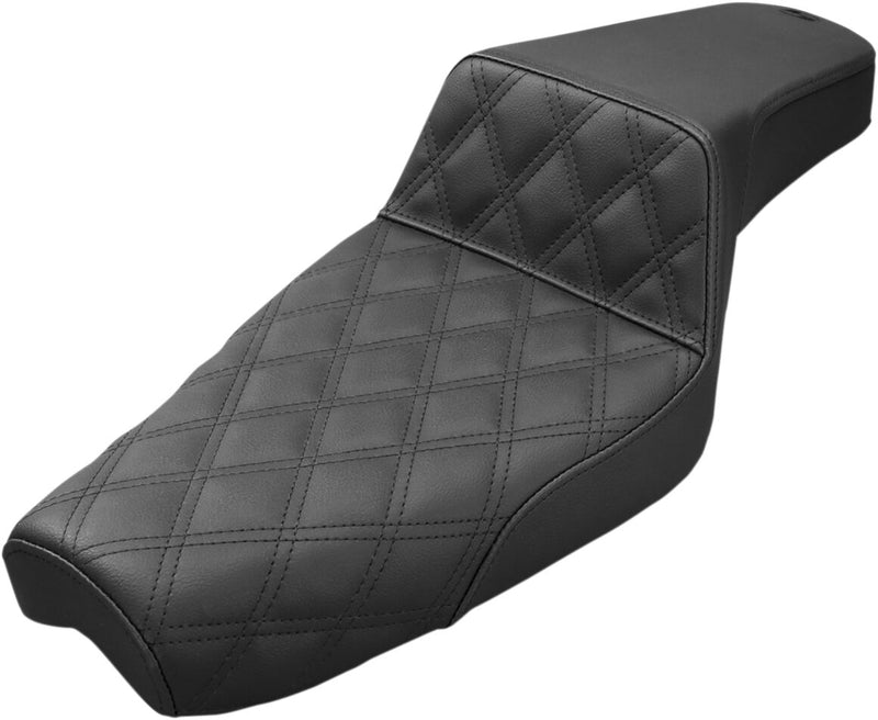 Saddlemen Black Lattice-Stitch Drivers Step-Up Seat for 1979-2003 Harley-Davidson Sportster Motorcycles