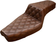 Saddlemen Brown Lattice-Stitched Step Up Seat for use with 4.5 Gallon Tank for 2004-2018 Harley-Davidson Sportster Motorcycles