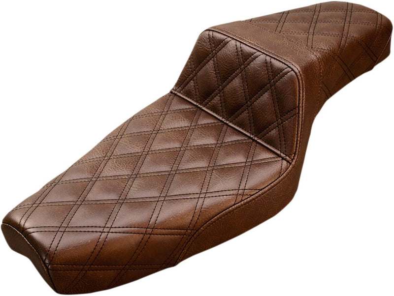Saddlemen Brown Lattice-Stitched Step Up Seat for use with 4.5 Gallon Tank for 2004-2018 Harley-Davidson Sportster Motorcycles