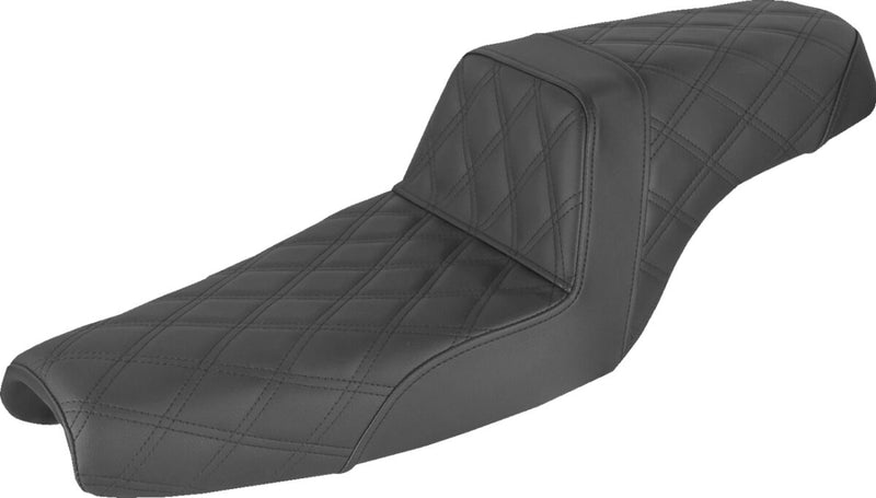 Saddlemen Black Lattice-Stitched Step Up Seat for use with 3.3 Gallon Tank for 2004-2022 Harley-Davidson Sportster Motorcycles