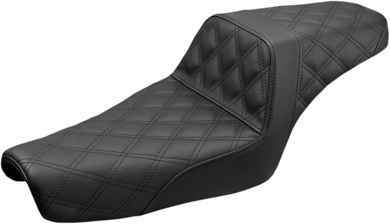 Saddlemen Black Lattice-Stitched Step Up Seat for use with 3.3 Gallon Tank for 2004-2022 Harley-Davidson Sportster Motorcycles #807-11-175