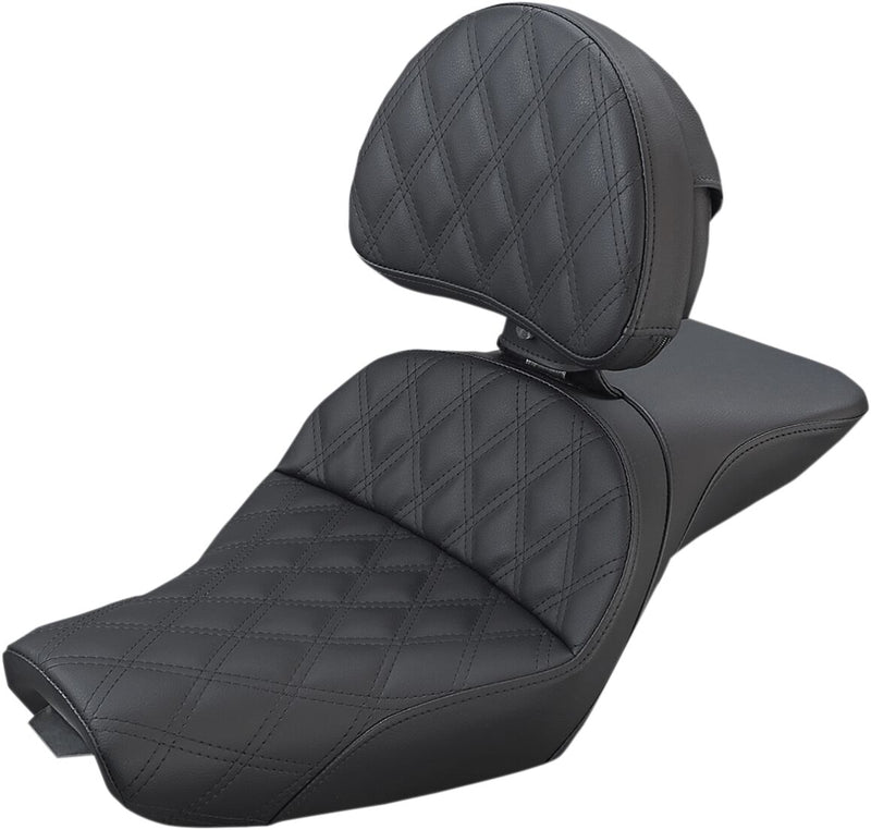 Saddlemen Explorer Lattice-Stitch Seat w/Driver Backrest for 2004-2019 Harley-Davidson Sportster Motorcycles Black