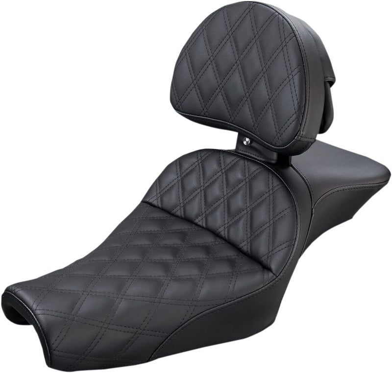 Saddlemen Explorer Lattice-Stitch Seat w/Driver Backrest for 2004-2022 Harley-Davidson Sportster Motorcycles
