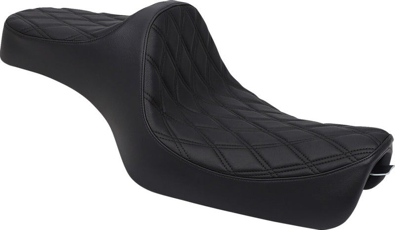 Drag Specialties Black Predator III Double Diamond Vinyl Seat w/Black Thread for 2004-2017 Harley-Davidson Sportster Motorcycles