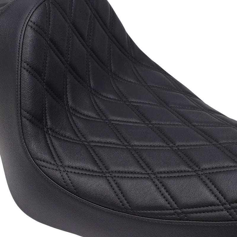 Drag Specialties Black Predator III Double Diamond Vinyl Seat w/Black Thread for 2004-2017 Harley-Davidson Sportster Motorcycles