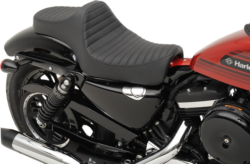 Drag Specialties Black Predator III Classic Stitch Vinyl Seat w/Black Thread for 2004-2017 Harley-Davidson Sportster Motorcycles
