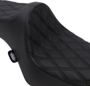 Drag Specialties Black Predator III Double Diamond Stitch Vinyl Seat w/Black Thread for 1982-2003 Harley-Davidson Sportster Motorcycles