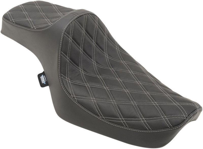 DRAG Specialties Seats Predator III Seat - Each, One-Piece, Vinyl - Black / Silver for Harley-Davidson Sportster 1982-2003