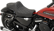 Drag Specialties Black Predator III Double Diamond Stitch Vinyl Seat w/Silver Thread for 2004-2021 Harley-Davidson Sportster Motorcycles