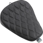 Drag Specialties Black Bobber-Style Double-Diamond Silver Stitch Solo Seat for 2010-2022 Harley-Davidson Sportster Motorcycles