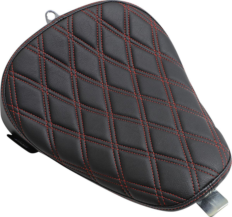 Drag Specialties Black Bobber-Style Double-Diamond Red Stitch Solo Seat for 2010-2022 Harley-Davidson Sportster Motorcycles