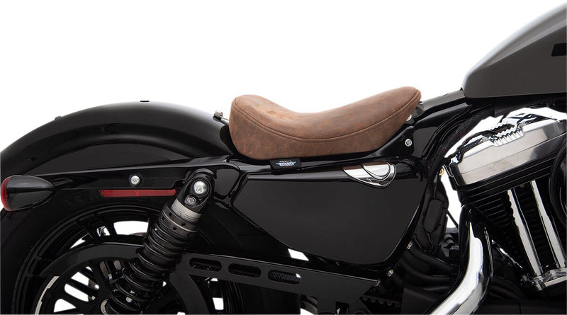 Drag Specialties Brown Distressed Leather Bobber-Style Smooth Solo Seat for 2010-2022 Harley-Davidson Sportster Motorcycles