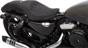 Drag Specialties Black 3/4 Double-Diamond Black Stitch Vinyl Solo Seat for 2004-2022 Harley-Davidson Sportster Motorcycles