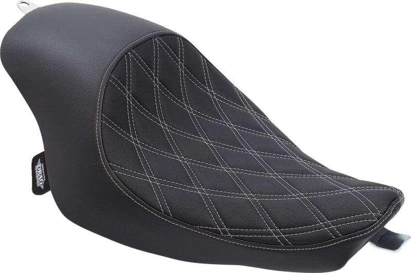 Drag Specialties Black 3/4 Double-Diamond Silver Stitch Vinyl Solo Seat for 2004-2022 Harley-Davidson Sportster Motorcycles