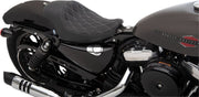 Drag Specialties Black 3/4 Double-Diamond Silver Stitch Vinyl Solo Seat for 2004-2022 Harley-Davidson Sportster Motorcycles