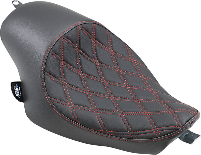 DRAG Specialties Seats 3/4 Solo Seat - Vinyl, Each - Black / Red for Harley-Davidson Sportster 2004-2022