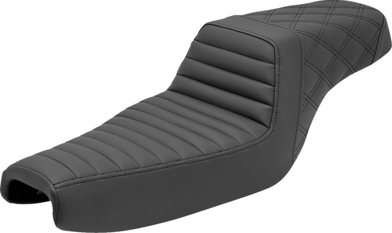Saddlemen Black Rear Lattice Stitch Tuck N Roll Seat for use with 3.3 Gallon Tank for 2004-2018 Harley-Davidson Sportster Motorcycles