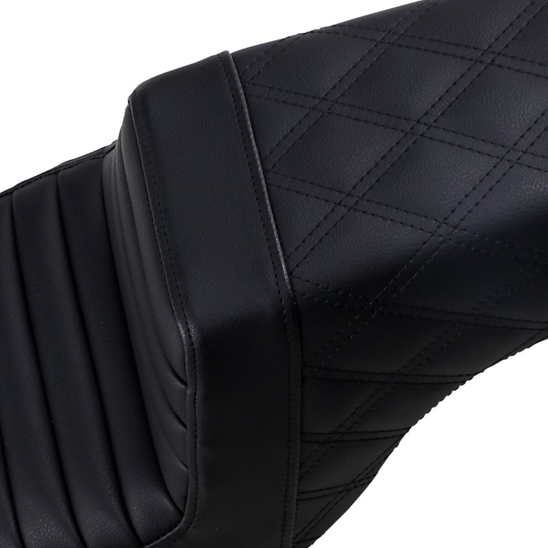 Saddlemen Black Rear Lattice Stitch Tuck N Roll Seat for use with 3.3 Gallon Tank for 2004-2018 Harley-Davidson Sportster Motorcycles #807-11-176