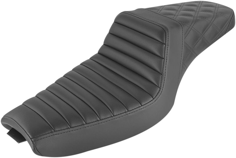 Saddlemen Black Rear Lattice Stitch Tuck N Roll Seat for use with 4.5 Gallon Tank for 2004-2018 Harley-Davidson Sportster Custom Motorcycles #807-03-176