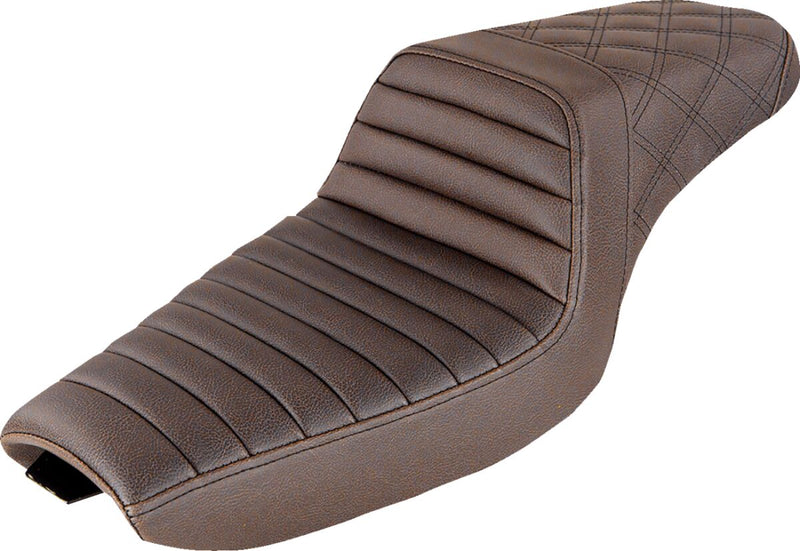 Saddlemen Brown Rear Lattice Stitch Tuck N Roll Seat for use with 4.5 Gallon Tank for 2004-2018 Harley-Davidson Sportster Custom Motorcycles