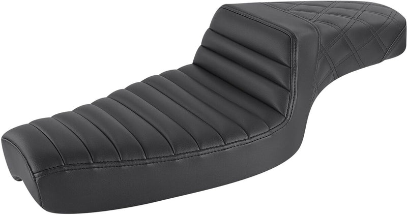 Saddlemen Black Rear Lattice Stitch Tuck N Roll Seat for 1979-2003 Harley-Davidson Sportster Motorcycles