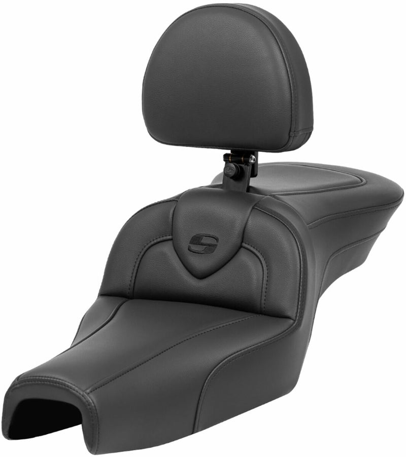 Saddlemen Roadsofa™ Standard Reach Seat - 2-Up Seat, Saddlehyde™ - Black for Harley-Davidson Sportster 2004-2022
