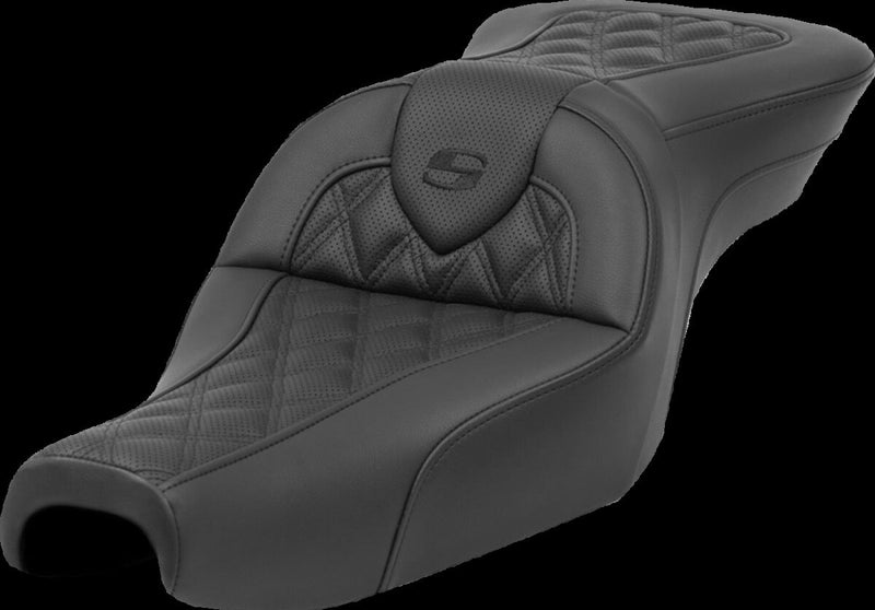 Saddlemen Roadsofa™ Standard Reach Seat - Leather /  Saddlehyde™, 2-Up Seat - Black for Harley-Davidson Sportster 2004-2022