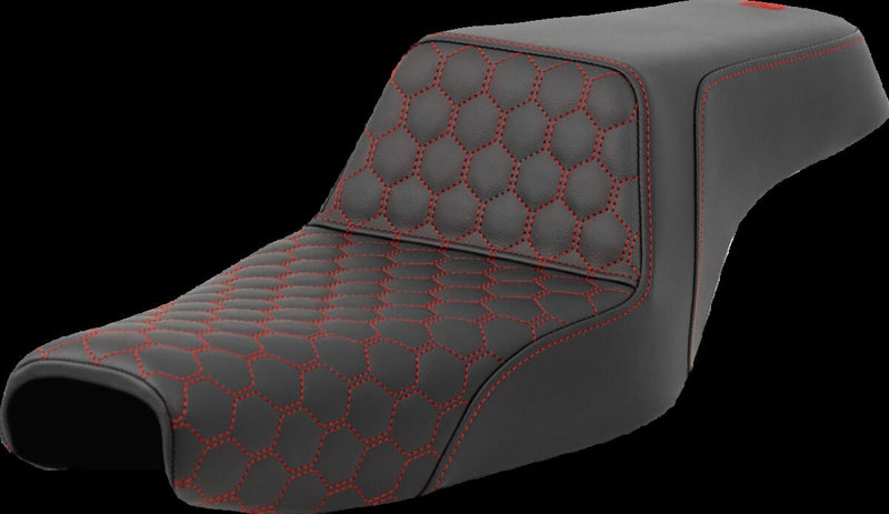 Saddlemen Honeycomb Step-up Seat - 2-Up Seat, Each, Saddlehyde™ - Black / Red for Harley-Davidson Sportster 2004-2022