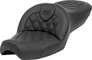 Saddlemen Roadsofa™ Standard Reach Seat for 1979-2003 Harley-Davidson Black 2-Up Seat Leather Saddlehyde™ #879-03-182
