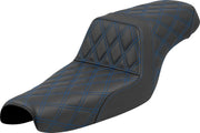 Saddlemen Lattice Stitch Step-Up Seat for 2004-2022 Harley-Davidson Black Blue 2-Up Seat Saddlehyde™