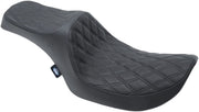 Drag Specialties Black Double Diamond Stitch Vinyl Predator III Seat w/Black Thread for 1982-1994,1999-2000 Harley-Davidson FXR Motorcycles