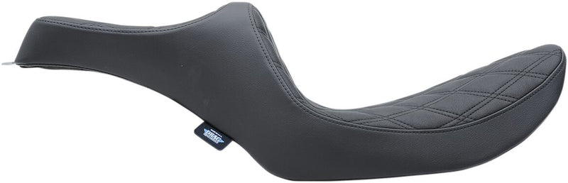 Drag Specialties Black Double Diamond Stitch Vinyl Predator III Seat w/Black Thread for 1982-1994,1999-2000 Harley-Davidson FXR Motorcycles