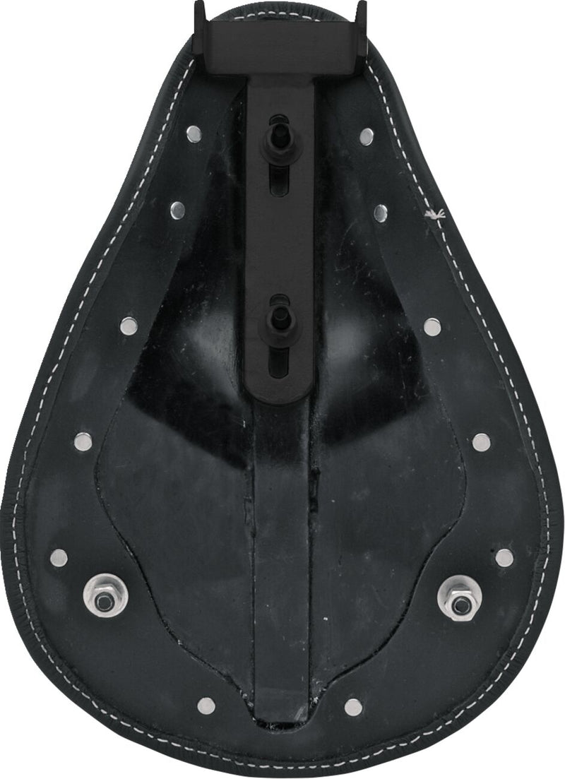 Drag Specialties 10 in. Wide Small Low Profile Spring Solo Seat w/White Stitching