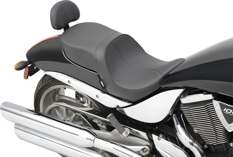 Drag Specialties Mild Stitch Low Profile Touring Seat w/Passenger Backrest for 2005-2014 Victory Hammer Motorcycles