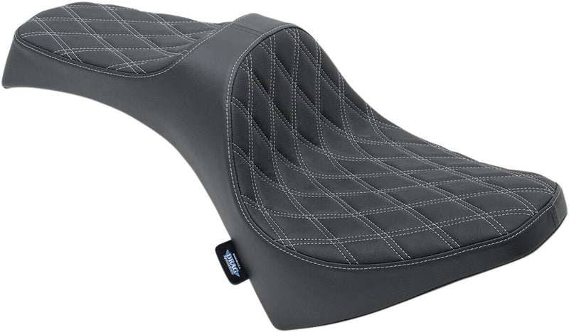 Drag Specialties Black Predator III Double Diamond Stitch Vinyl Seat w/Silver Thread for 2016-2021 Indian Scout Motorcycles