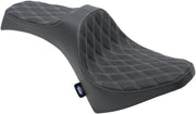 Drag Specialties Black Predator III Double Diamond Stitch Vinyl Seat w/Silver Thread for 2016-2021 Indian Scout Motorcycles