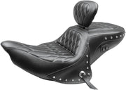 Mustang Seats Black Diamond Stitched Standard Touring Heated 2-Up Seat w/Drivers Backrest for 2015-2019 Indian Roadmaster Motorcycles