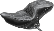 Mustang Seats Black Diamond Stitched Standard Touring Heated 2-Up Seat w/Drivers Backrest for 2015-2019 Indian Roadmaster Motorcycles