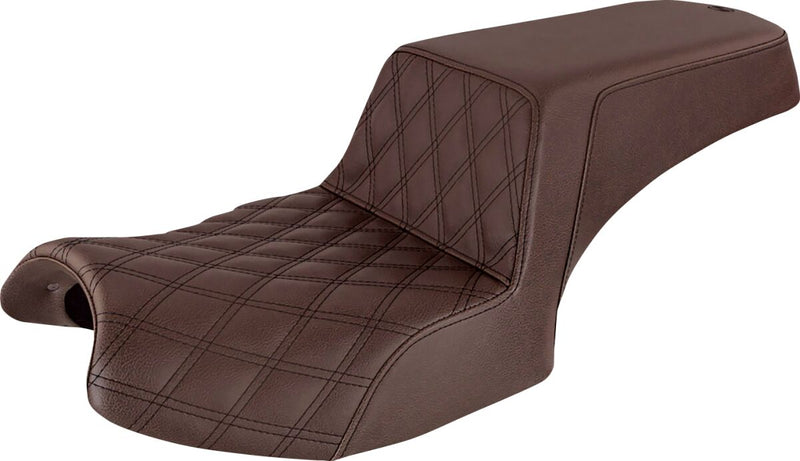 Saddlemen Brown Front-Lattice Stitch Step Up Seat for 2020-2026 Indian Challenger Motorcycles