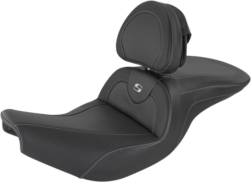 Saddlemen Black Road Sofa Seat w/Backrest for 2014-2020 Indian Chief and 2014-2026 Indian Chieftain Motorcycles #I14-07-185BR