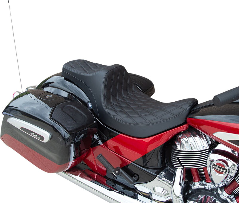 Drag Specialties Black Vinyl Predator III Double Diamond Seat for Various Indian Motorcycles