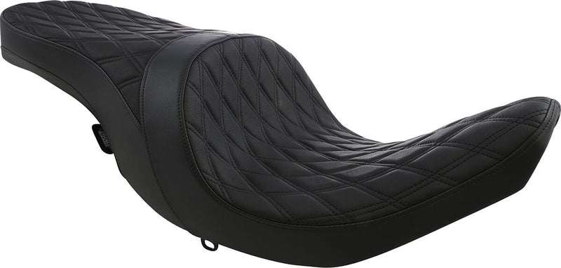 Drag Specialties Black Vinyl Forward Positioned Low Profile Double Diamond Seat for Various Indian Motorcycles