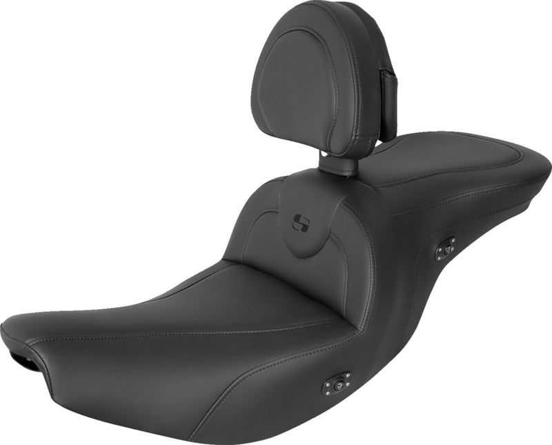 Saddlemen Black Heated Roadsofa Seat w/Drivers Backrest for Select Indian Motorcycles