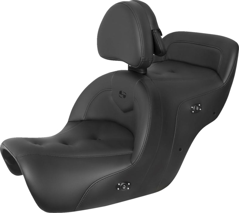 Saddlemen Black Heated Pillow Top Road Sofa Seat w/Backrest for 1988-2000 Honda Gold Wing Motorcycles