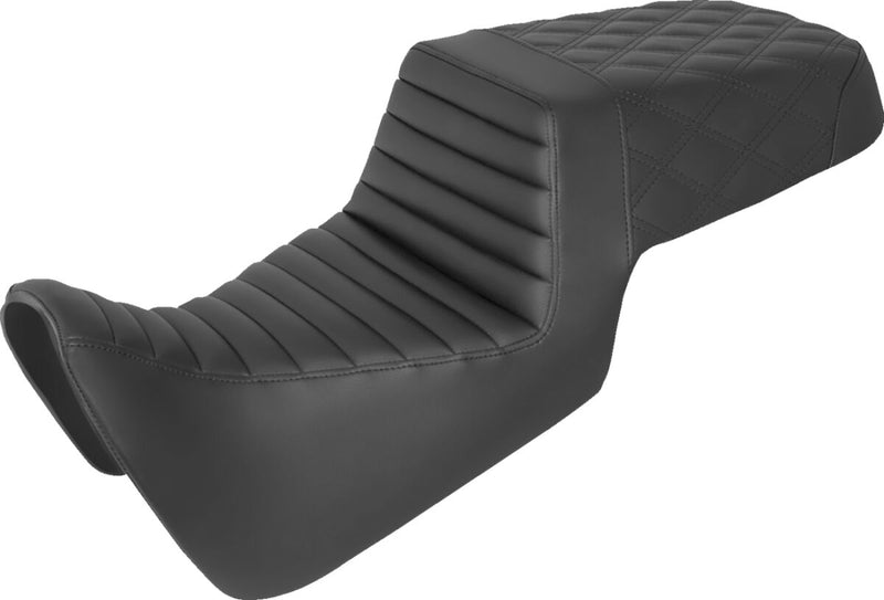 Saddlemen Lattice Stitch Step-up Seat - 2-Up Seat, Saddlehyde™, Each - Black for Harley-Davidson Pan America 2021-2026