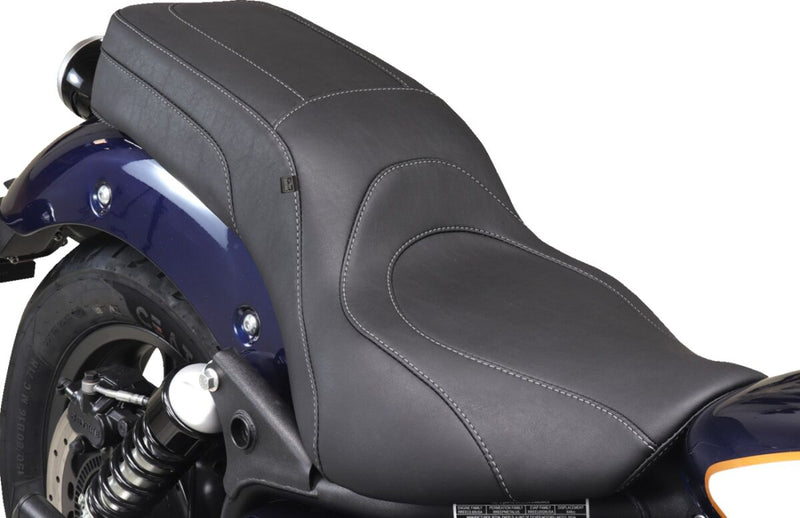 Mustang Squareback Seat for 2023-2025 ROYAL ENFIELD SUPER METEOR 650 ABS Black Grey 2-Up Seat One-Piece Vinyl #88600ST