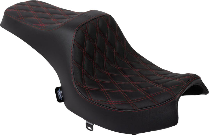Drag Specialties Seats Predator III Seat for 2020-2025 INDIAN CHALLENGER Black 2-Up Seat Vinyl Black| Red