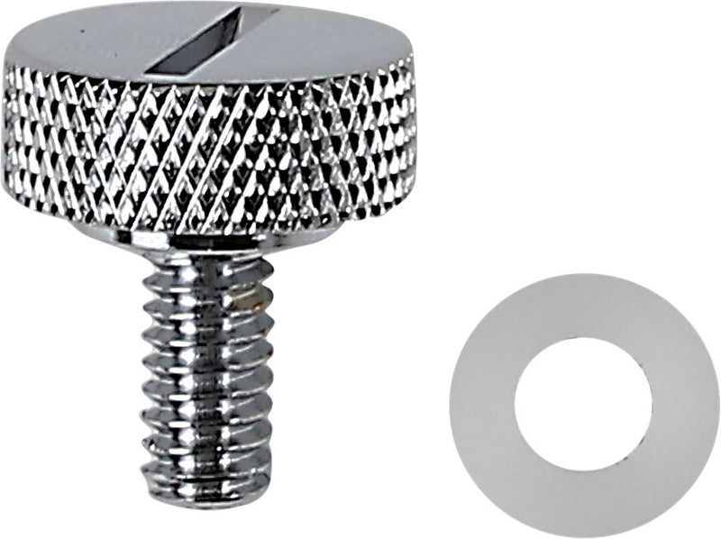 Drag Specialties Seat Knob Kit Chrome Silver Slotted Steel