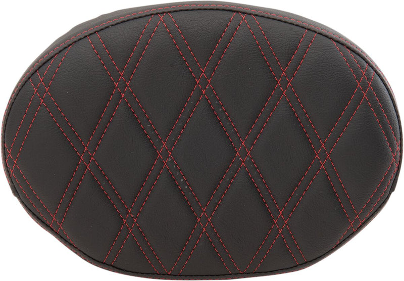 DRAG Specialties Seats Backrest Pad - 25,5 cm (10"), Passenger, Vinyl - Black / Red for Harley-Davidson Touring & Trike 1996-2024